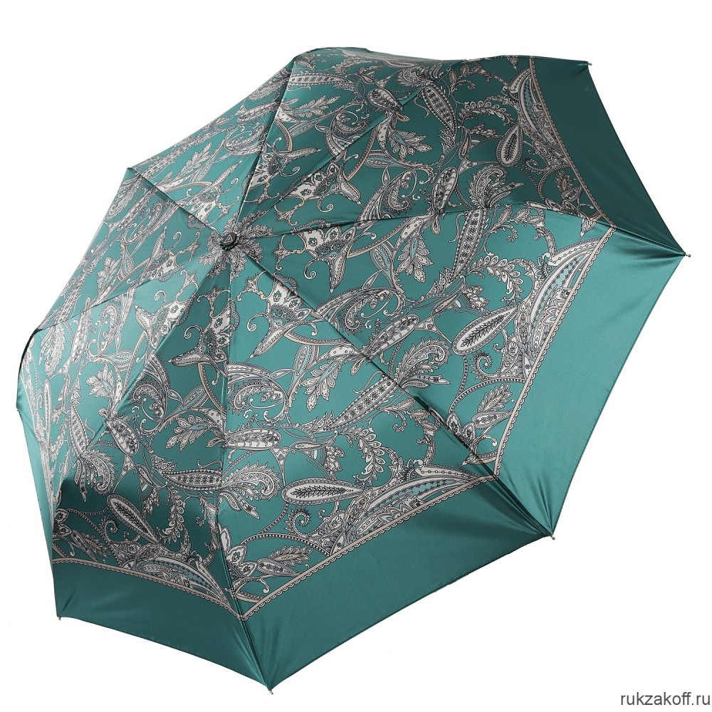Женский зонт Fabretti UFS0055-11 автомат, 3 сложения,  сатин зеленый
