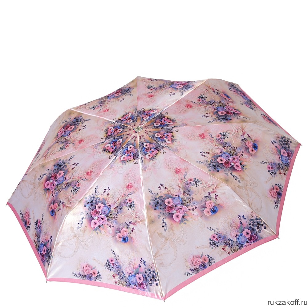 Женский зонт Fabretti L-19103-2 облегченный суперавтомат, 3 сложения, сатин розовый