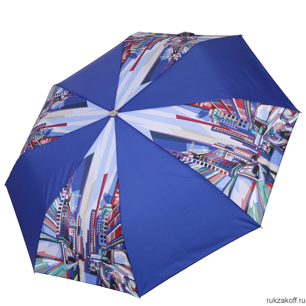 Женский зонт Fabretti L-20279-8 облегченный автомат, 3 сложения, эпонж синий