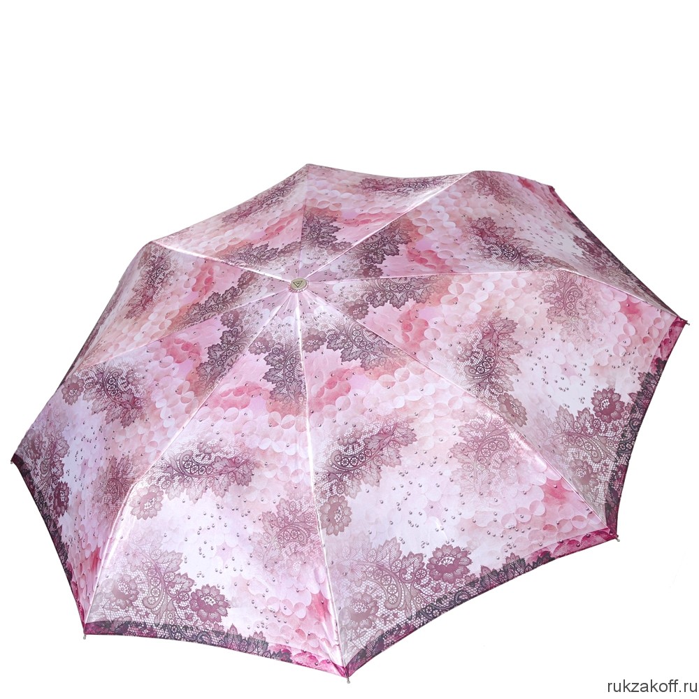 Женский зонт Fabretti L-19106-4 облегченный суперавтомат, 3 сложения, сатин розовый