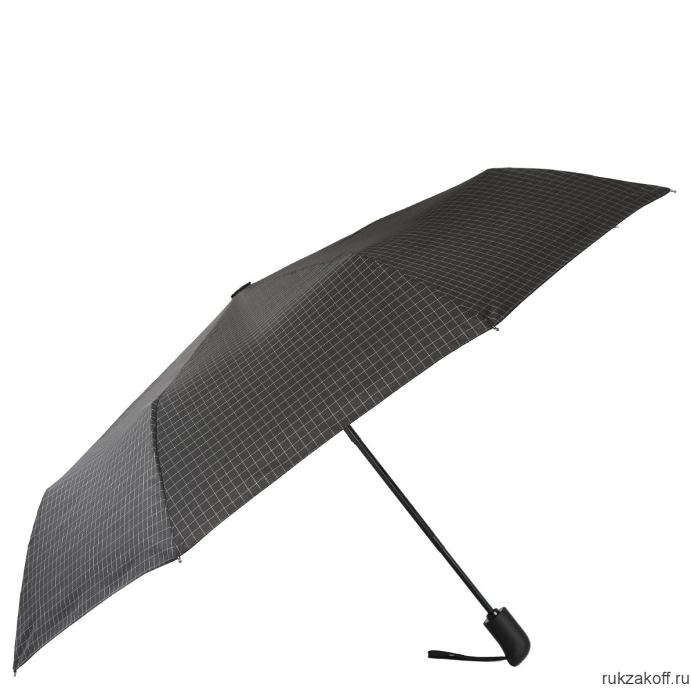 Мужской зонт Fabretti UGQ0006-2 автомат, 3 сложения, клетка черный