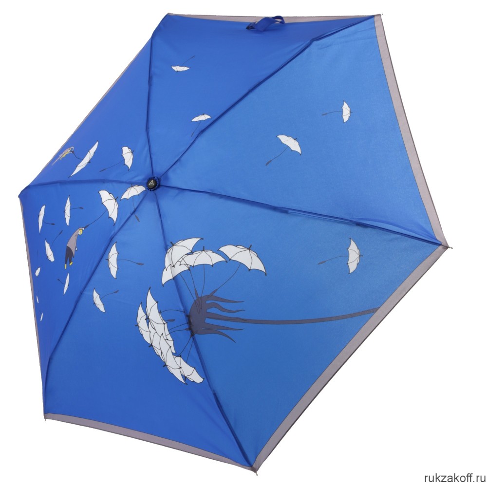 Женский зонт Fabretti UFZ0002-8 механический, 5 сложений, эпонж синий
