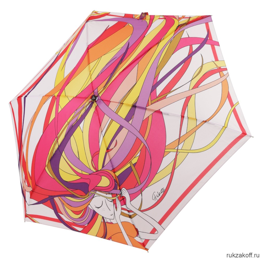 Женский зонт Fabretti UFZ0003-5  механический, 5 сложений, эпонж розовый