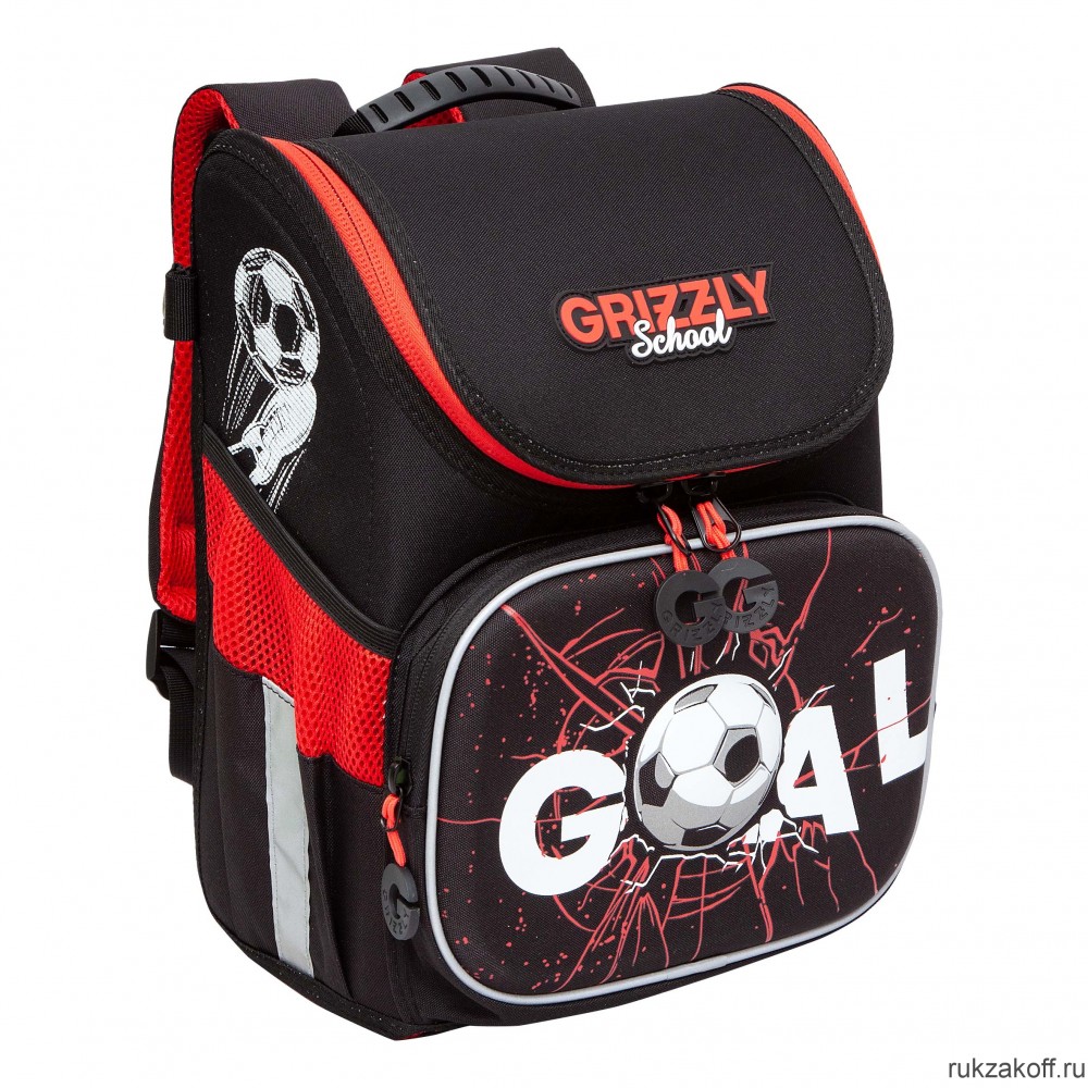 Рюкзак школьный GRIZZLY RAl-295-1 черный - красный