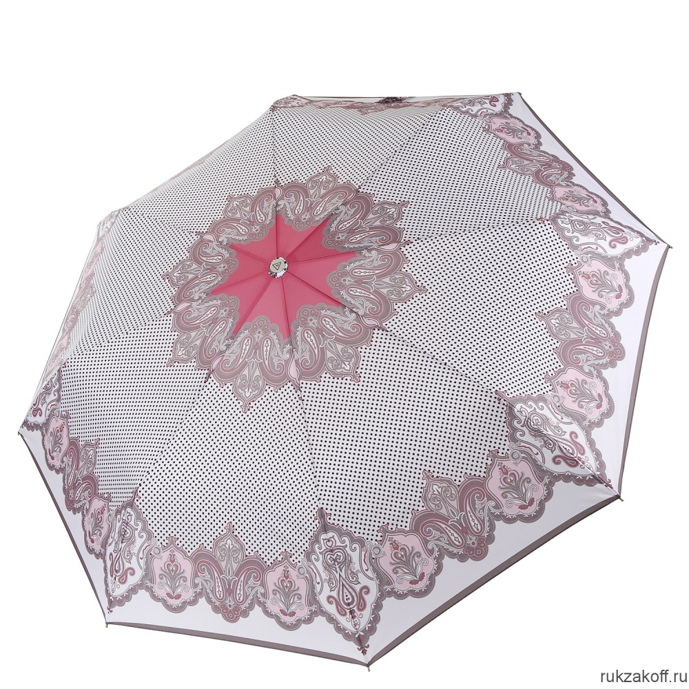 Женский зонт Fabretti L-19117-6 облегченный суперавтомат, 3 сложения, эпонж серо-розовый