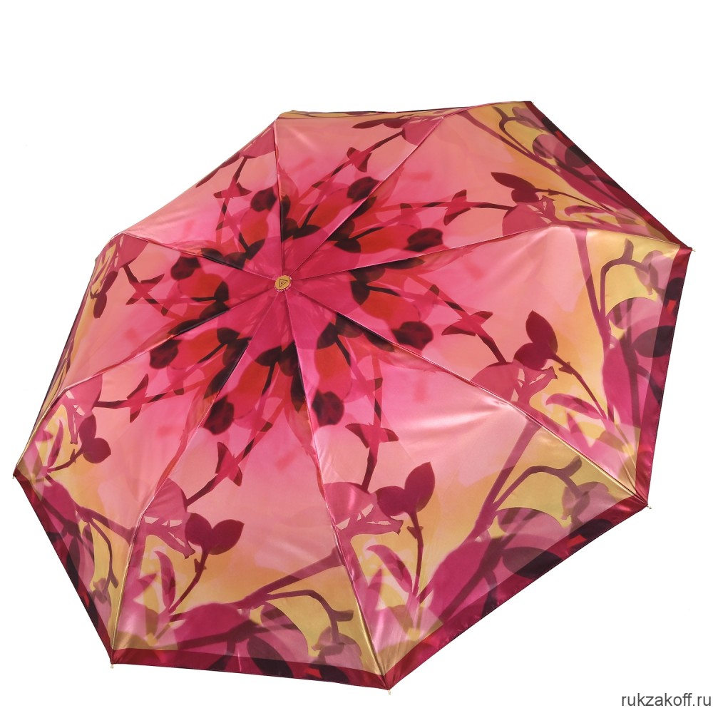 Женский зонт Fabretti L-20216-4 облегченный суперавтомат, 3 сложения,сатин красный