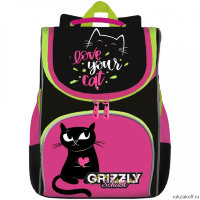 Рюкзак школьный с мешком Grizzly RAm-184-8 черный - розовый