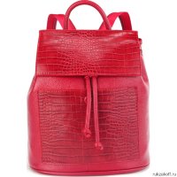 Женский кожаный рюкзак Orsoro d-436 красный