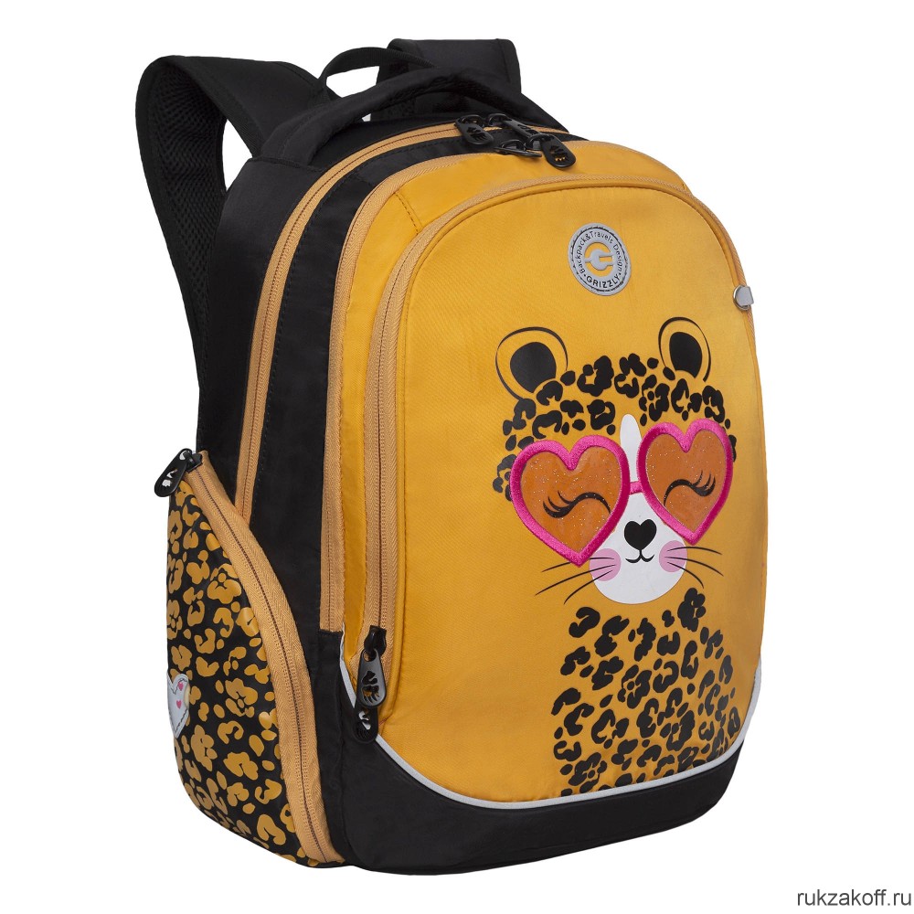 Рюкзак школьный GRIZZLY RG-368-1 черный - желтый
