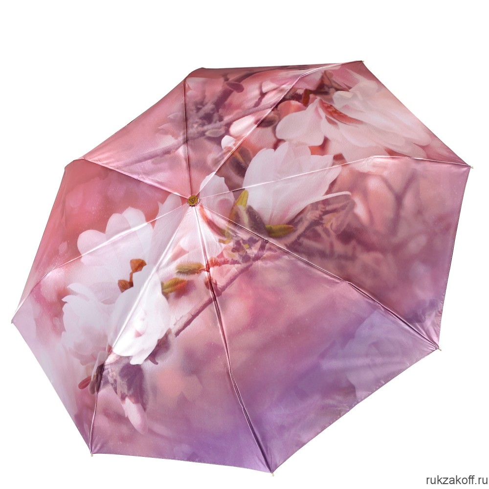 Женский зонт Fabretti L-20218-5 облегченный суперавтомат, 3 сложения,сатин розовый