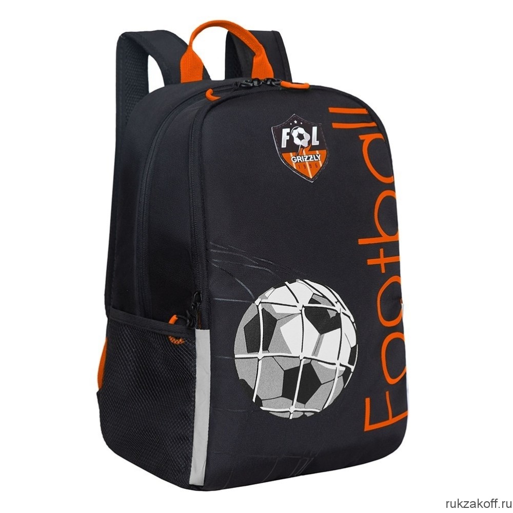 Рюкзак школьный GRIZZLY RB-351-1 черный - оранжевый