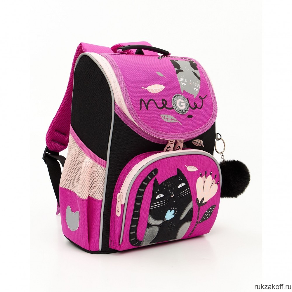 Рюкзак школьный с мешком GRIZZLY RAm-384-2 лиловый - черный