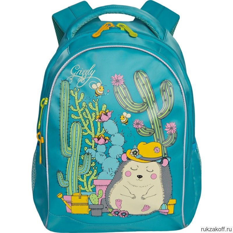 Школьный рюкзак Grizzly Hedgehog Turquoise Rg-762-1