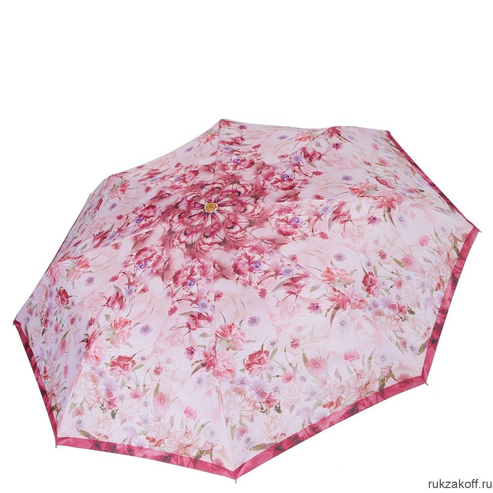 Женский зонт Fabretti L-19112-6 облегченный суперавтомат, 3 сложения, эпонж розовый