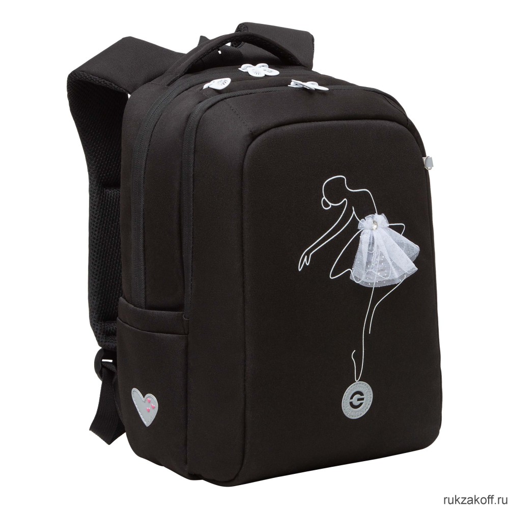 Рюкзак школьный GRIZZLY RG-366-1 черный - белый