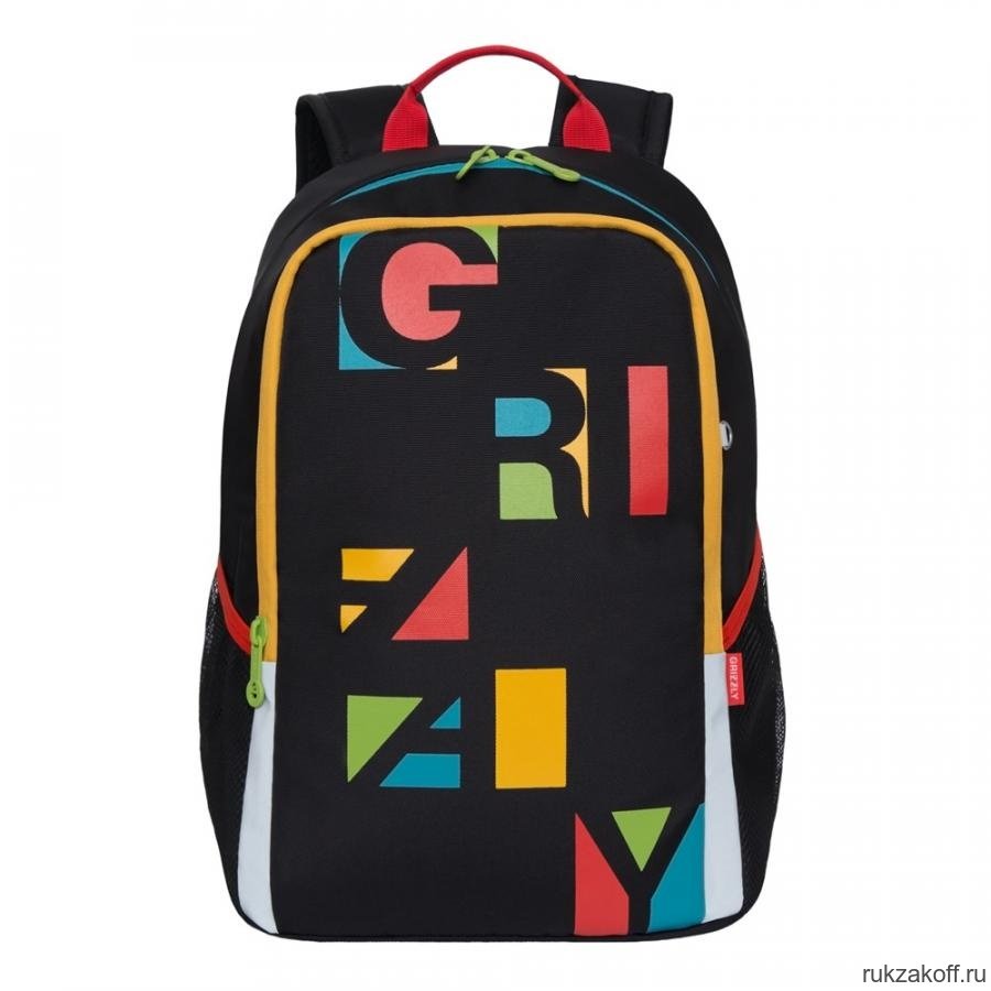 Рюкзак школьный Grizzly RB-051-3 Чёрный/Красный