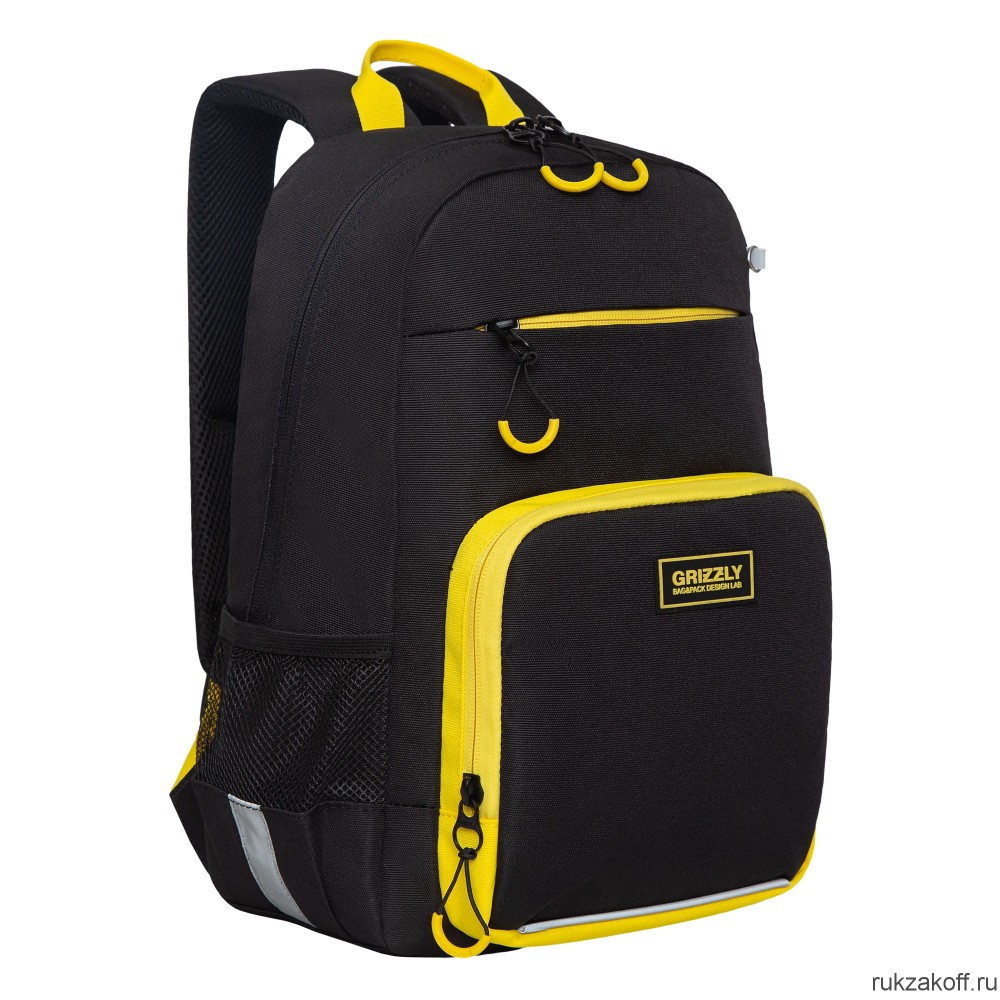 Рюкзак школьный GRIZZLY RB-255-2 черный-желтый