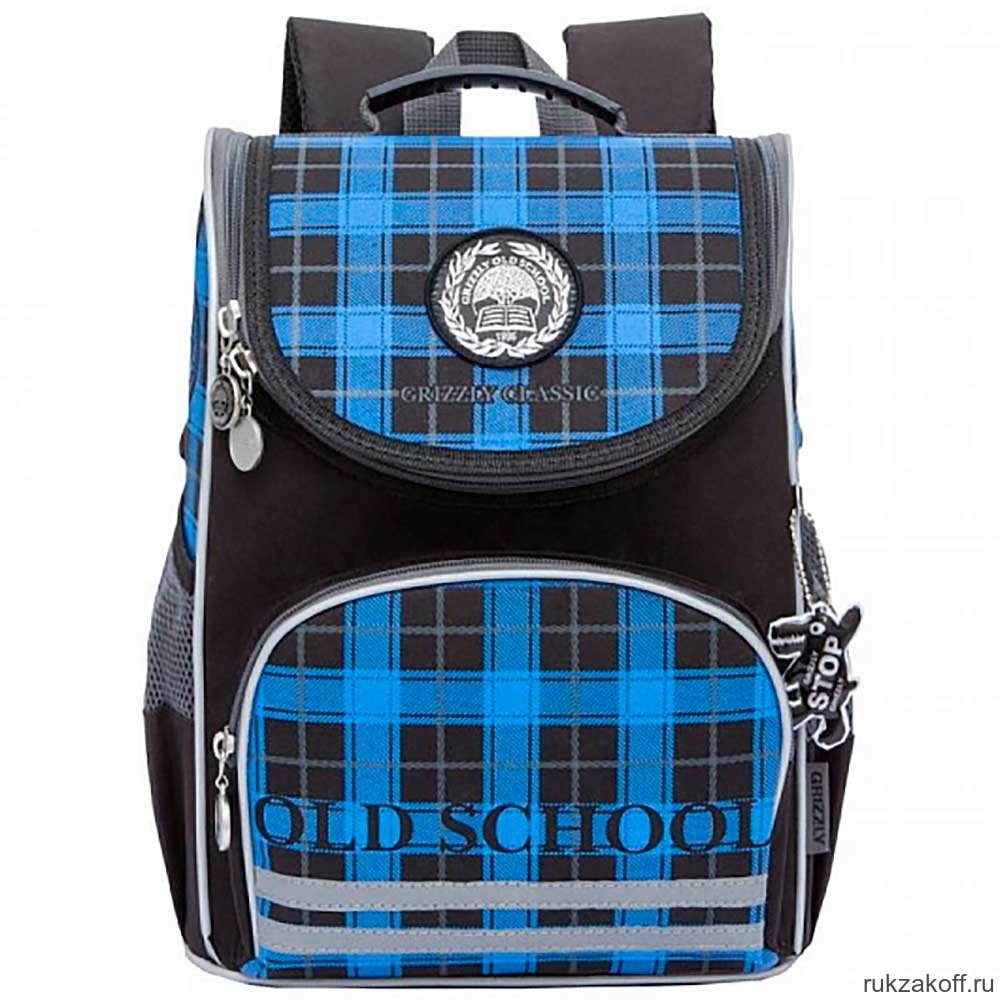 Ранец школьный с мешком Grizzly RA-872-7 Черный/синий