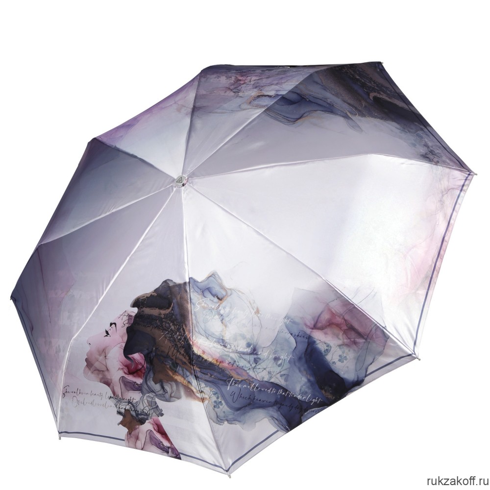 Женский зонт Fabretti UFLS0020-3 облегченный автомат, 3 сложения, сатин серый