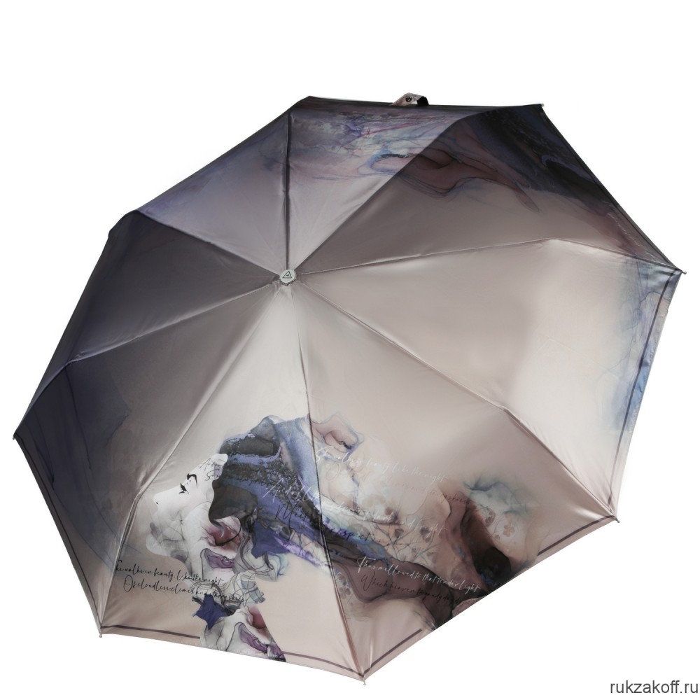 Женский зонт Fabretti UFLS0020-12 облегченный автомат, 3 сложения, сатин коричневый
