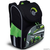 Рюкзак школьный с мешком GRIZZLY RAm-285-2 черный - салатовый