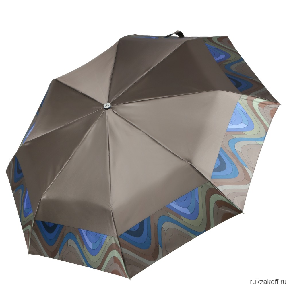 Женский зонт Fabretti UFLS0023-12 облегченный автомат, 3 сложения, сатин коричневый