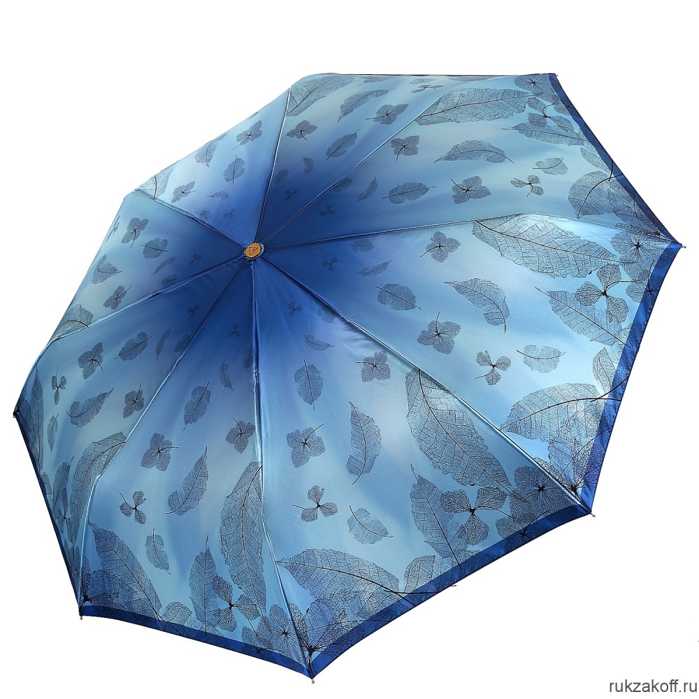Женский зонт Fabretti L-20253-9 облегченный автомат, 3 сложения, сатин голубой