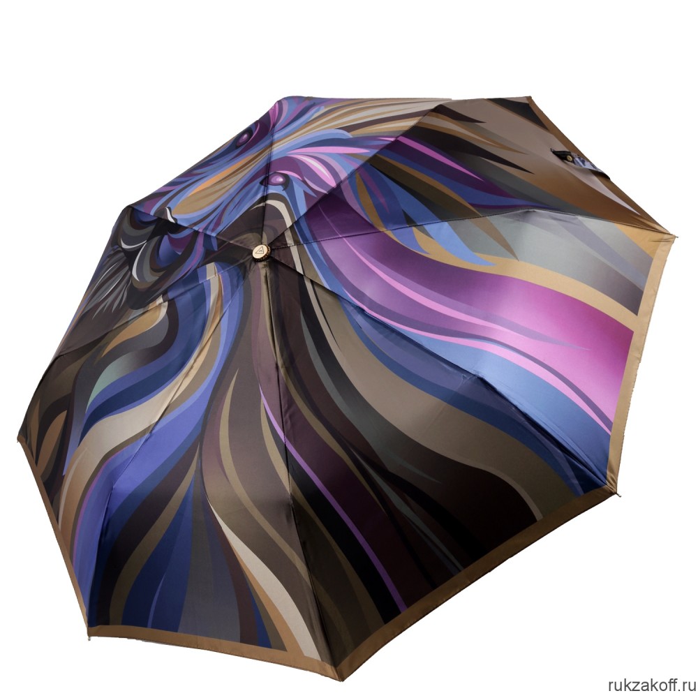 Женский зонт Fabretti UFLS0024-12 облегченный автомат, 3 сложения, сатин коричневый