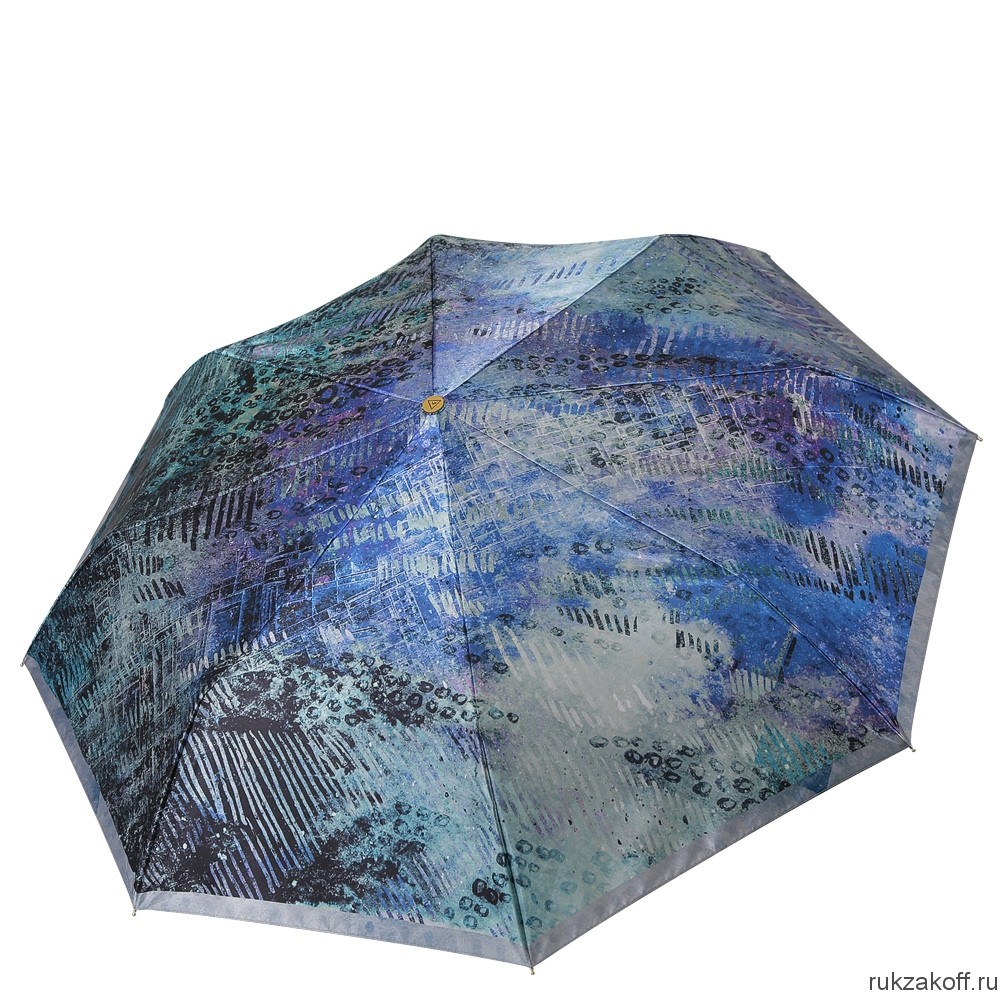 Женский зонт Fabretti L-20106-5 облегченный суперавтомат, 3 сложения,cатин синий