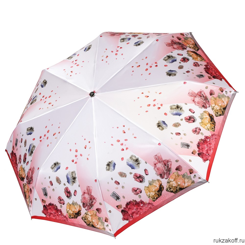Женский зонт Fabretti S-20219-1 автомат, 3 сложения, сатин белый