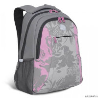 Школьный рюкзак для девочки Grizzly RD-142-2 серый - розовый