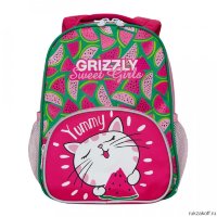 Рюкзак детский Grizzly RK-076-1 Ярко-розовый/Зелёный