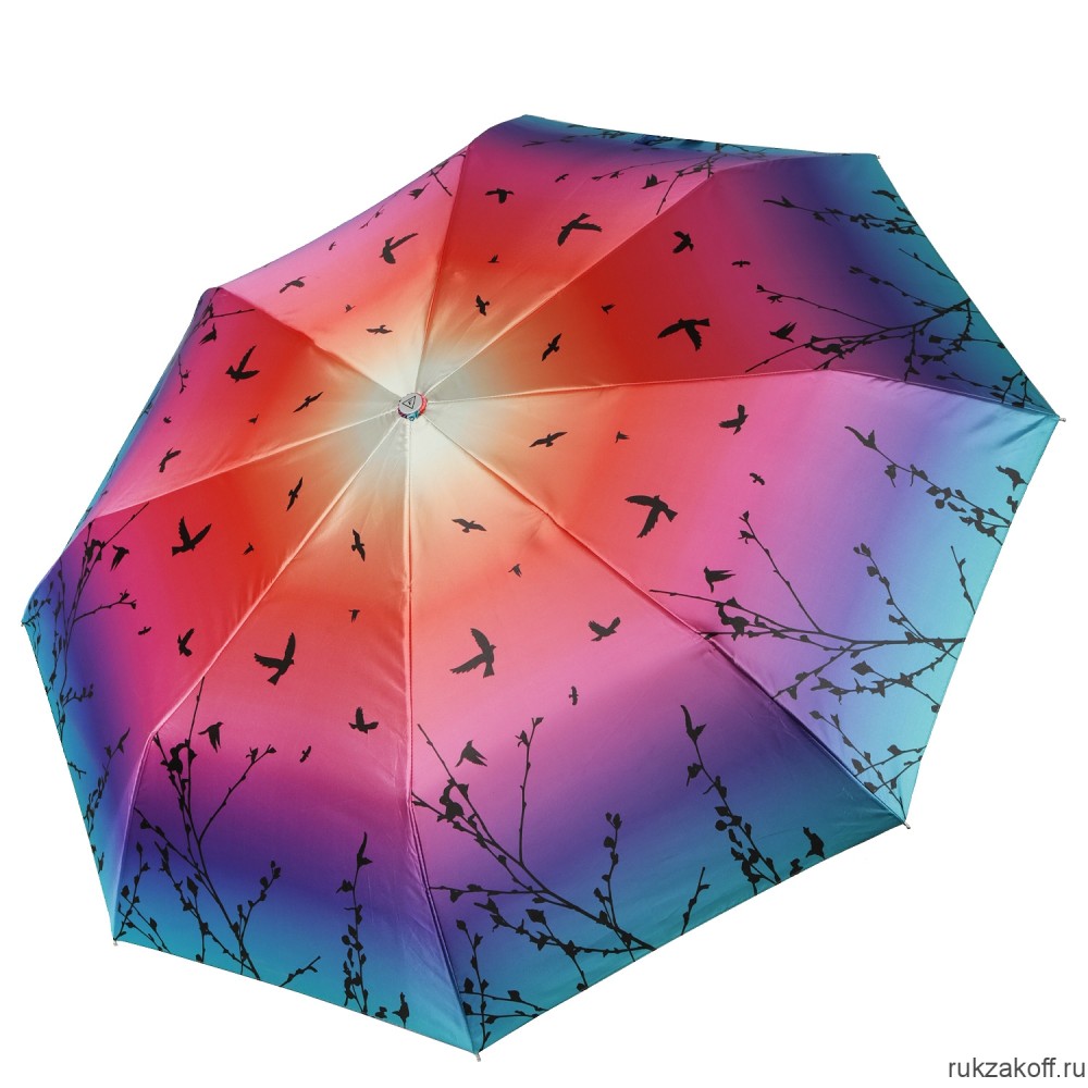 Женский зонт Fabretti UFLS0025-10 облегченный автомат, 3 сложения, сатин фиолетовый