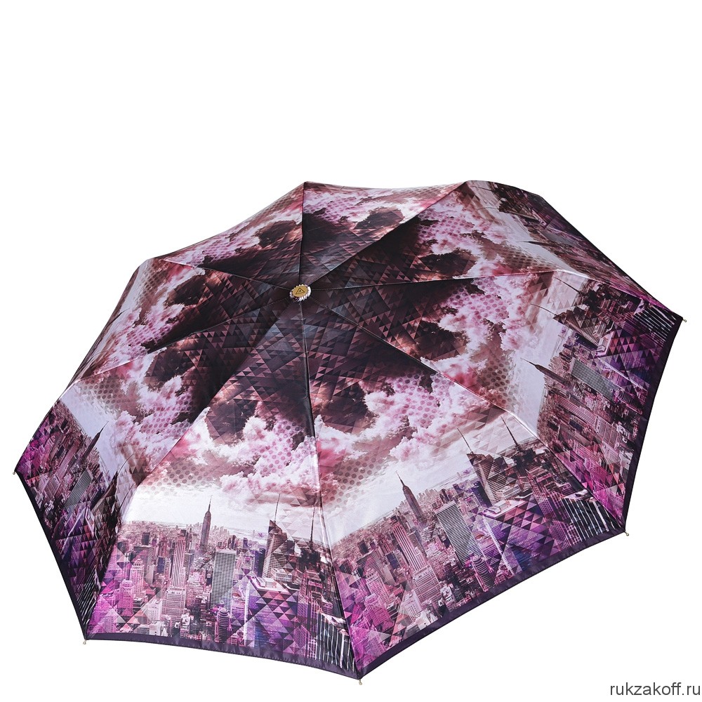 Женский зонт Fabretti L-18116-6 суперавтомат, 3 сложения, сатин фиолетовый