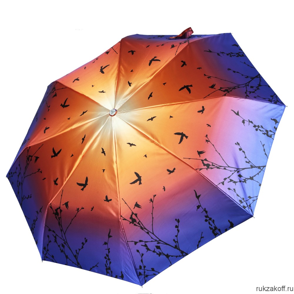 Женский зонт Fabretti UFLS0025-6 облегченный автомат, 3 сложения, сатин оранжевый