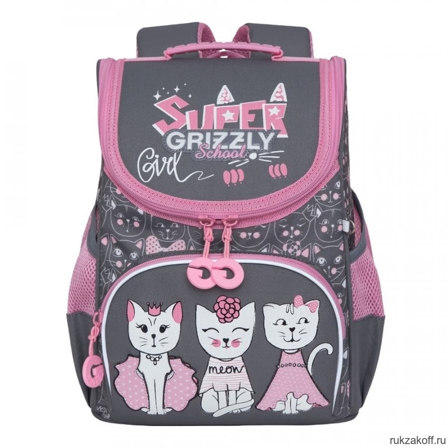 Рюкзак школьный с мешком Grizzly RAm-084-1 Серый