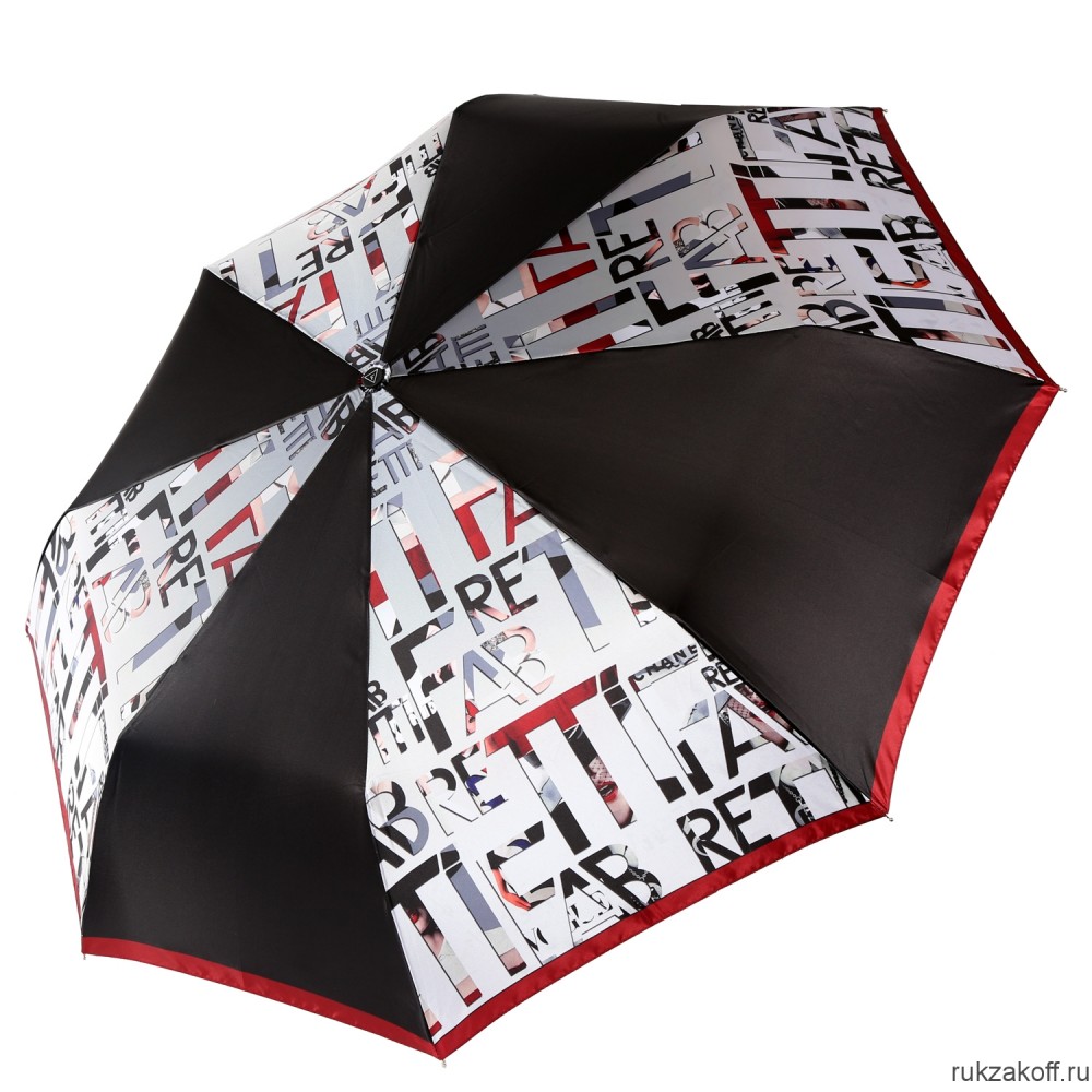 Женский зонт Fabretti UFS0004-4 3 сложения, сатин красный