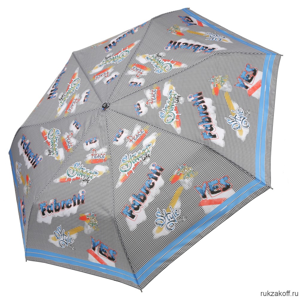 Женский зонт Fabretti P-20200-9 автомат, 3 сложения, эпонж голубой
