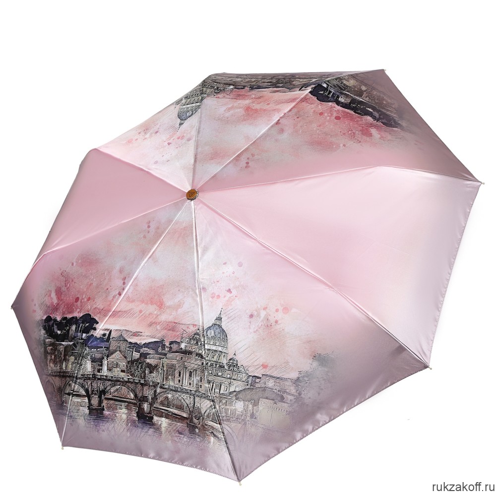 Женский зонт Fabretti L-20288-5 облегченный автомат, 3 сложения, сатин розовый