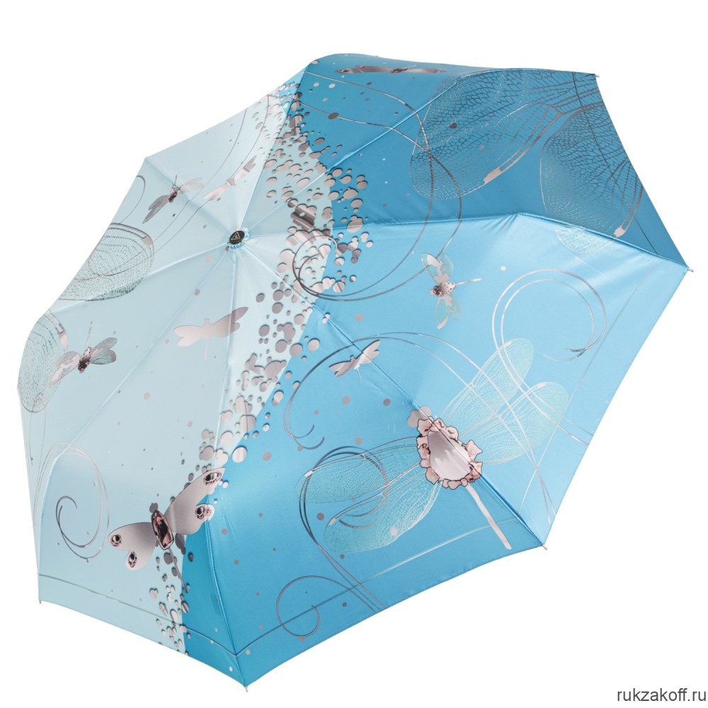 Женский зонт Fabretti UFS0026-9 автомат, 3 сложения, сатин бирюзовый