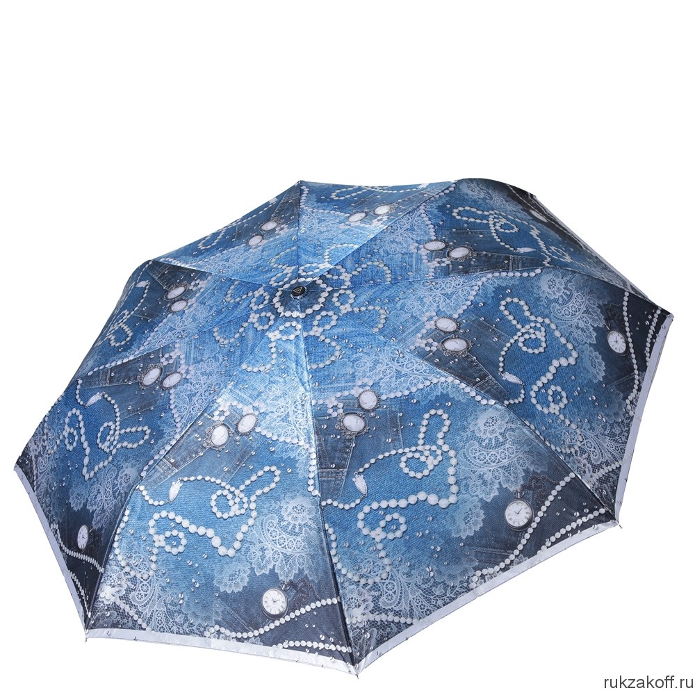 Женский зонт Fabretti S-18105-2 автомат, 3 сложения, сатин синий