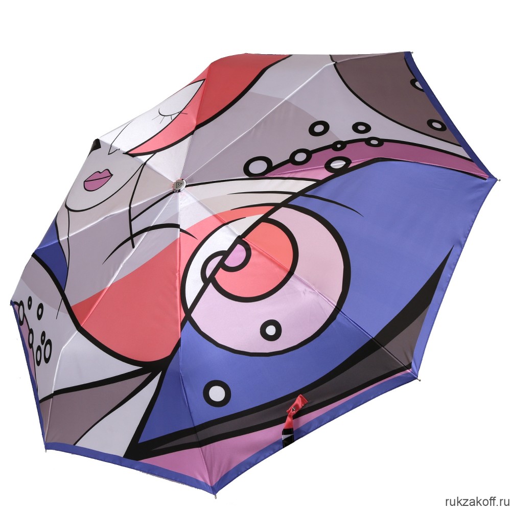 Женский зонт Fabretti L-20270-5 облегченный автомат, 3 сложения, сатин розовый