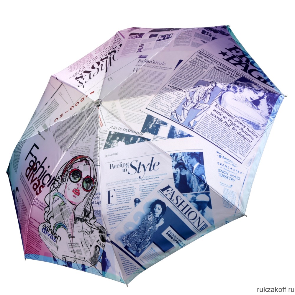Женский зонт Fabretti L-20272-8 облегченный автомат, 3 сложения, сатин синий