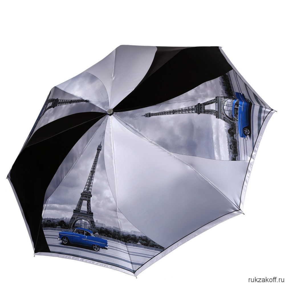 Женский зонт Fabretti L-20264-2 облегченный автомат, 3 сложения, сатин черный