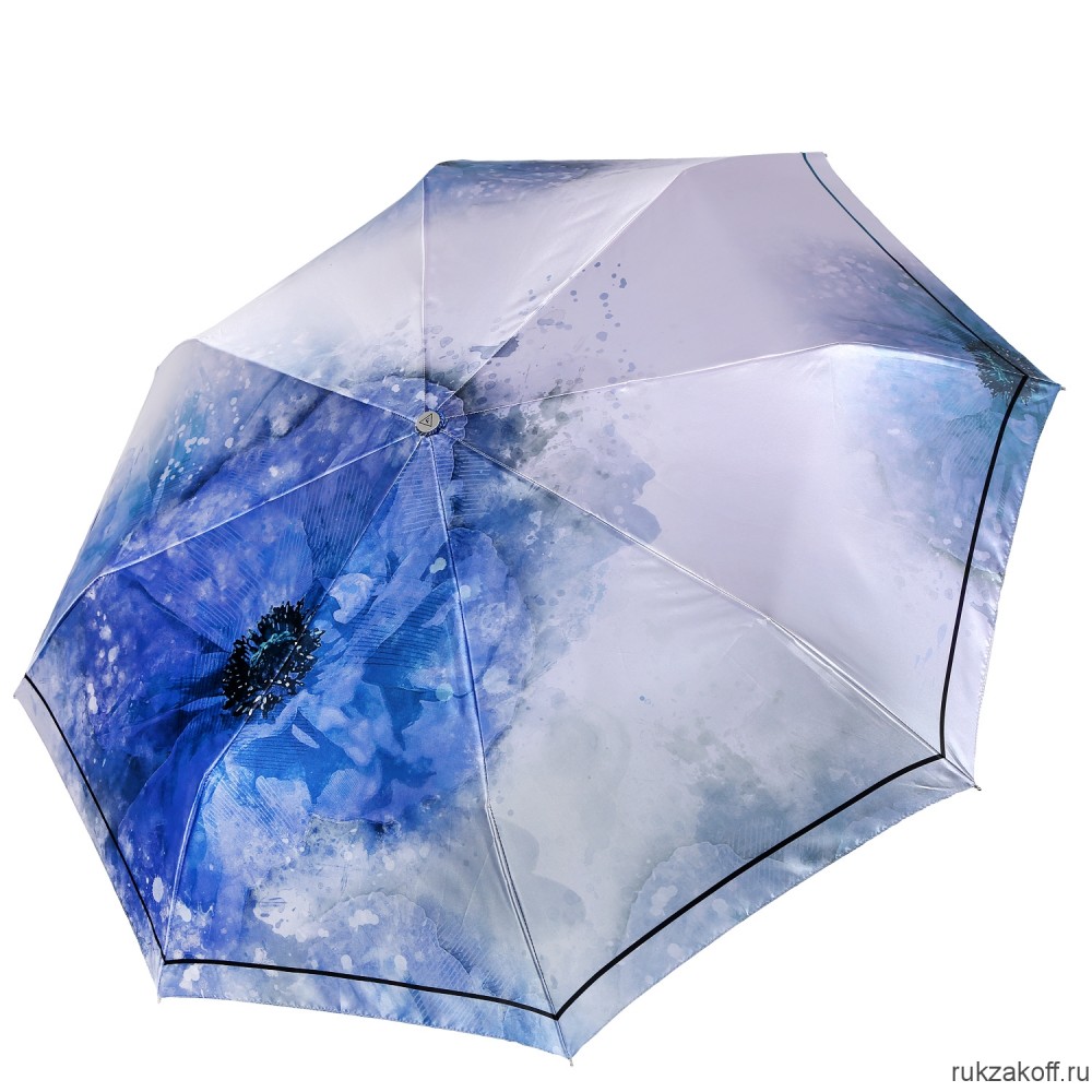 Женский зонт Fabretti L-20293-9 облегченный автомат, 3 сложения, сатин голубой