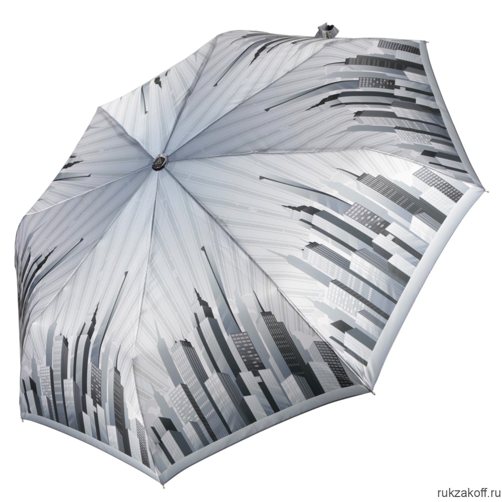 Женский зонт Fabretti UFS0019-3 автомат, 3 сложения, сатин серый