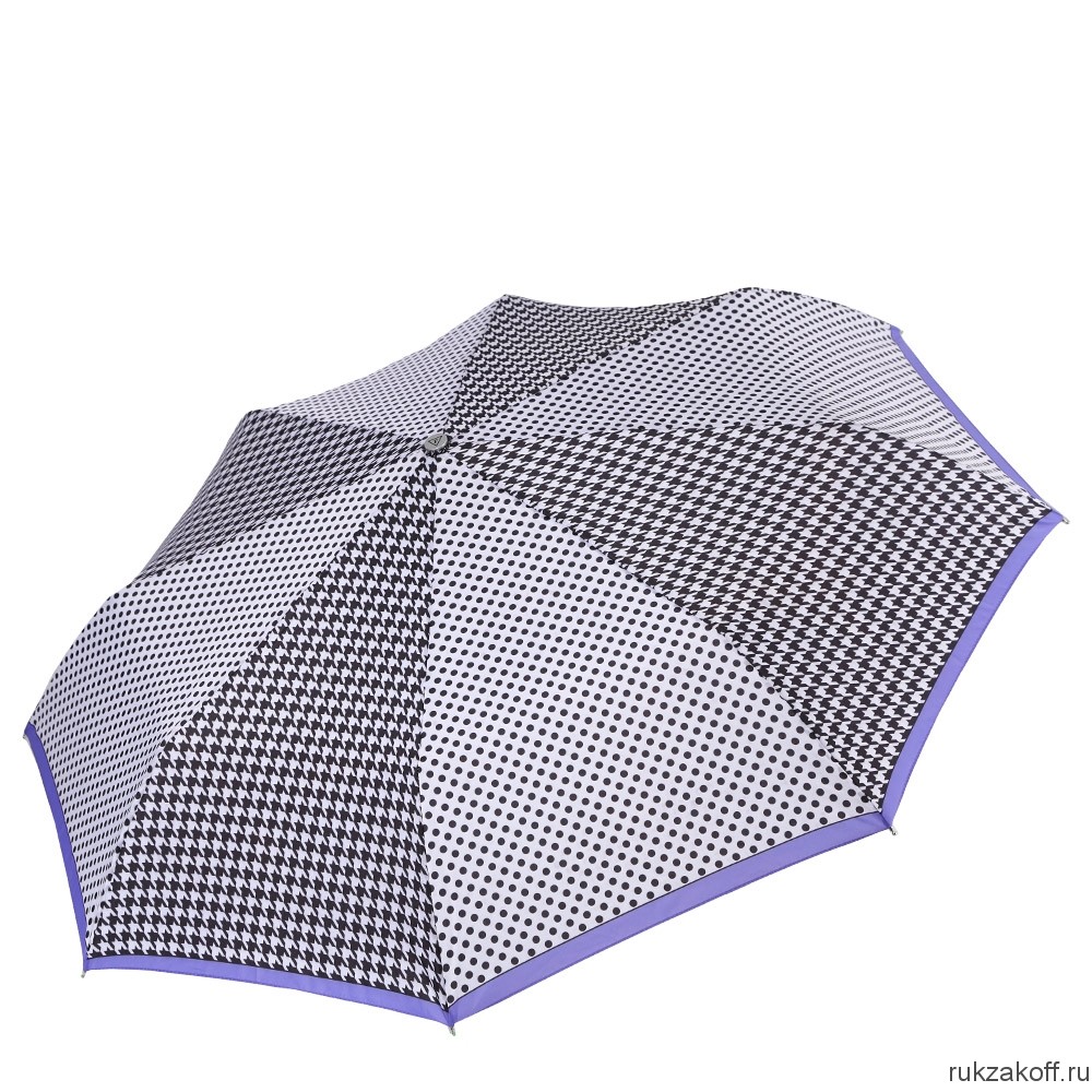 Женский зонт Fabretti L-17105-1 облегченный суперавтомат, 3 сложения, эпонж белый/черный
