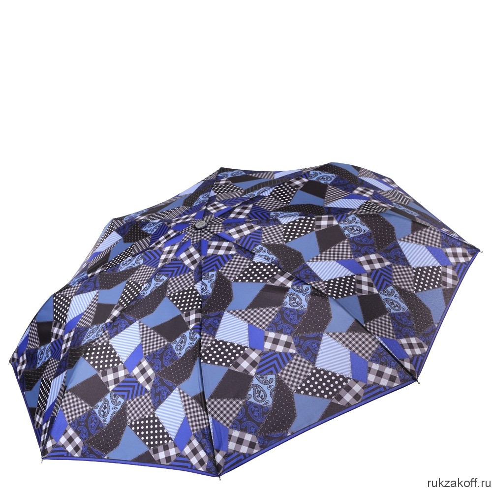 Женский зонт Fabretti L-17123-6 облегченный суперавтомат, 3 сложения, эпонж синий