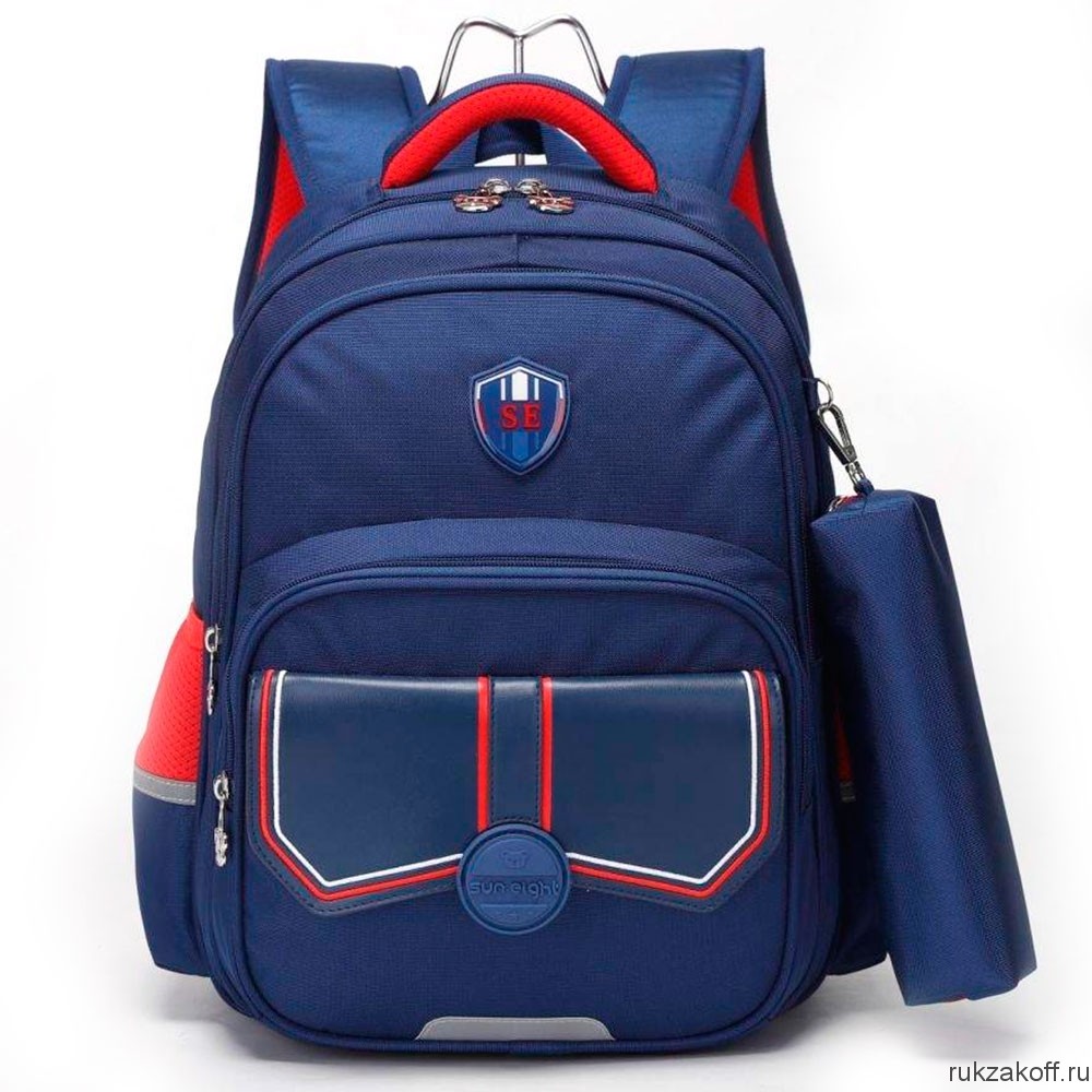 Рюкзак школьный с пеналом Sun eight SE-22005 темно-синий/красный