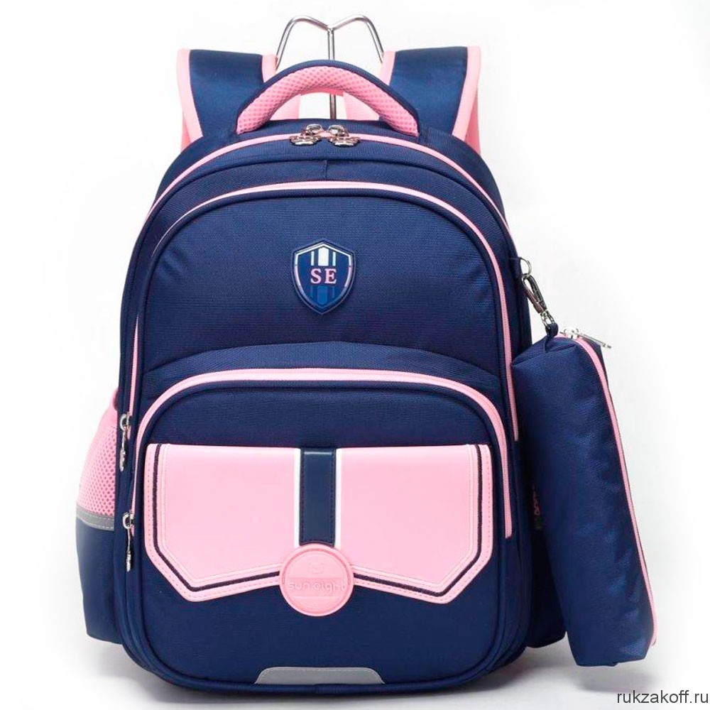 Рюкзак школьный с пеналом Sun eight SE-22005 темно-синий/розовый
